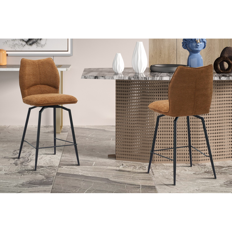 Chaise de comptoir Lara : Tissu Ote Sea 500 Pivotant Rouille