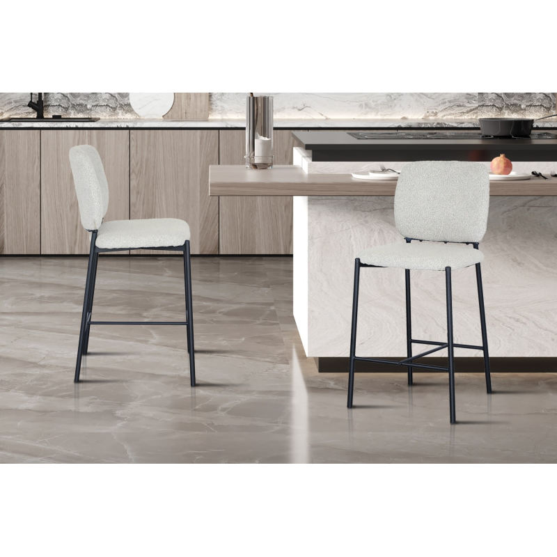 Chaise de comptoir Sophia Tissu Beige - Élégance et Confort