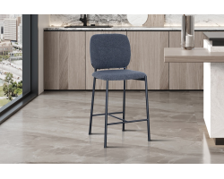 Chaise de comptoir 'Sophia' en tissu gris foncé - Élégance et confort
