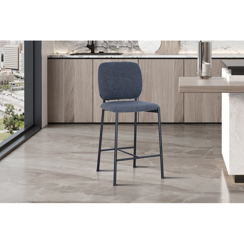 Chaise de comptoir 'Sophia' en tissu gris foncé - Élégance et confort