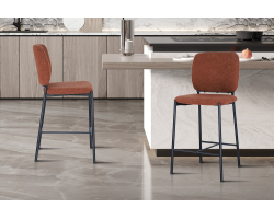 Chaise de comptoir Sophia en tissu rouille - Mobilier élégant