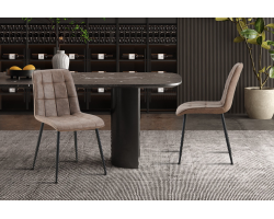 Set de 4 chaises 'Furas' Vintage PU Brun - Design Élégant et Confortable