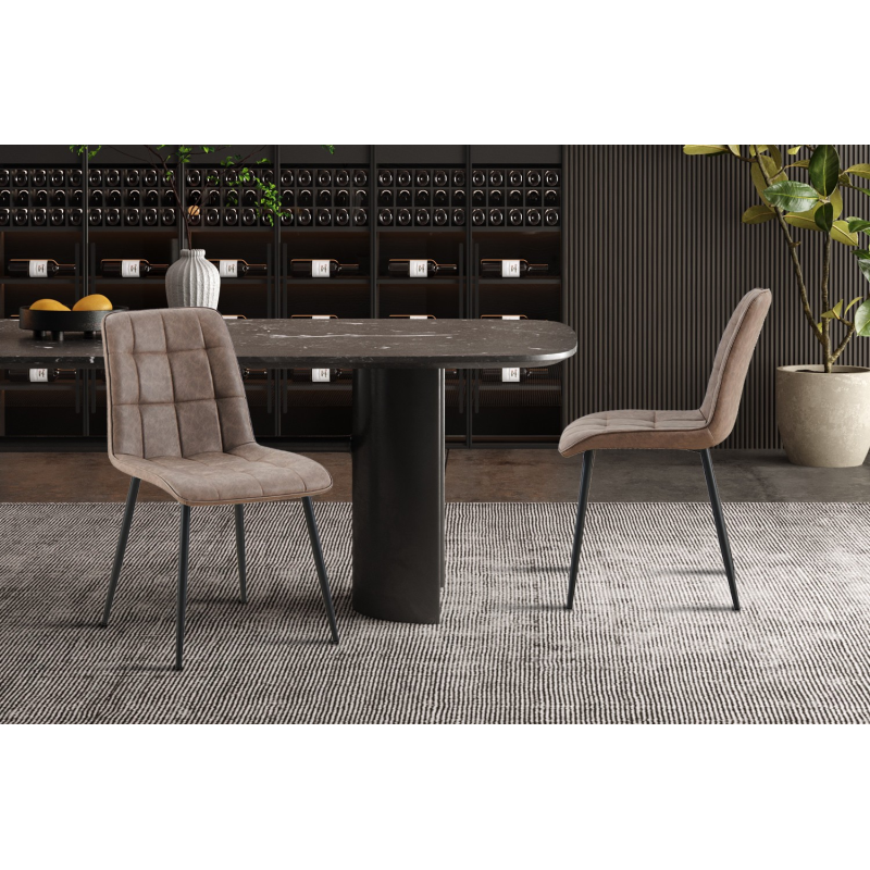 Set de 4 chaises 'Furas' Vintage PU Brun - Design Élégant et Confortable