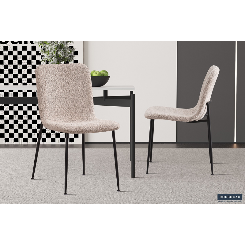 Chaise Alice Bouclé Beige | Design Élégant et Confort Optimal