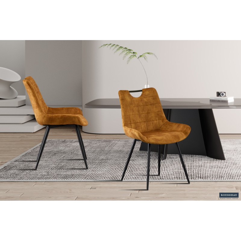 Chaise 'Nina' Velours Or - Élégance et Confort