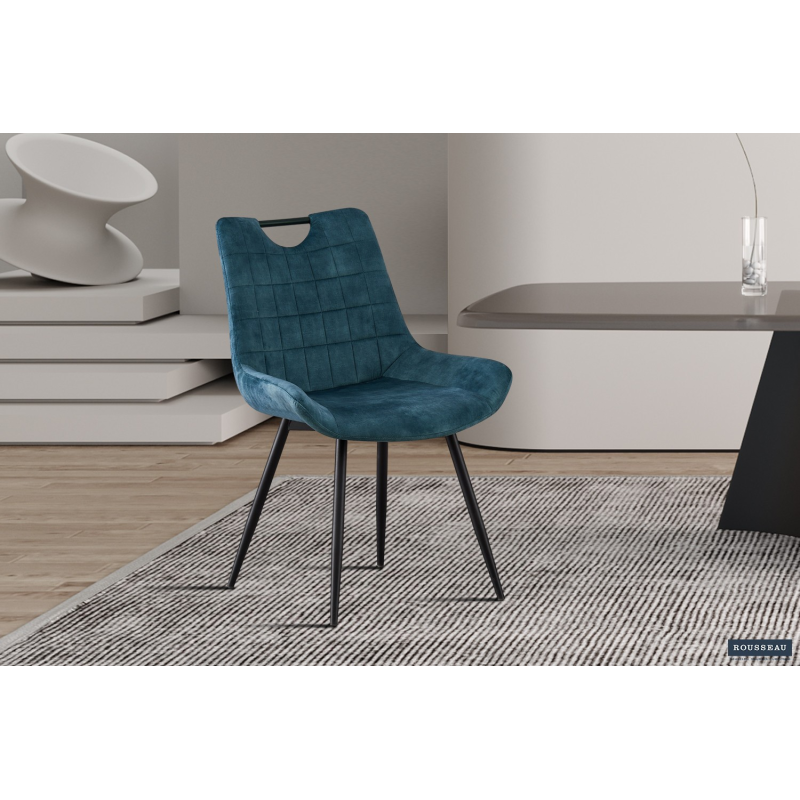 Chaise 'Nina' Velours Petrol - Élégance et Confort | Meubles