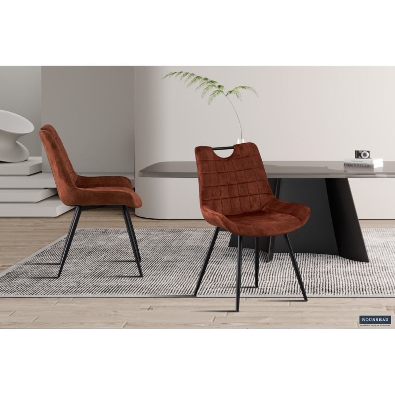 Chaise 'Nina' Velours Rouille - Élégance et Confort pour Votre Intérieur