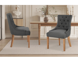 Chaise Fancy - Tissu Antracite et Bois Exotique