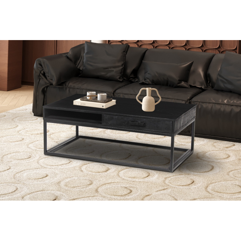 Table basse 'Madeira' en bois de manguier noir | Meubles élégants