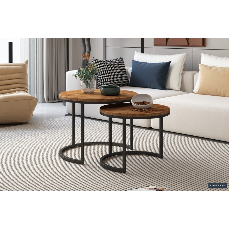 Table basse Goja set de 2 en bois de manguier - Élégance et robustesse