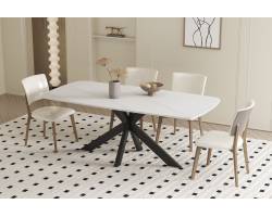 Table ovale Apollo 180 cm en pierre blanche - Meubles modernes