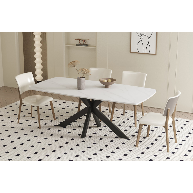 Table ovale Apollo 180 cm en pierre blanche - Meubles modernes