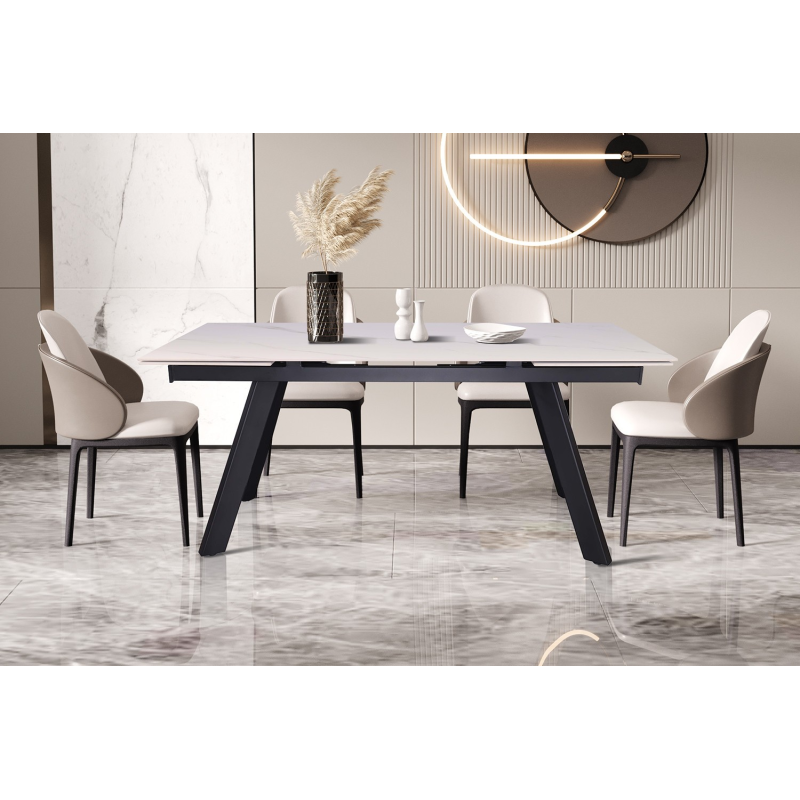 Table extensible 'Hera' en pierre blanche - Meubles design