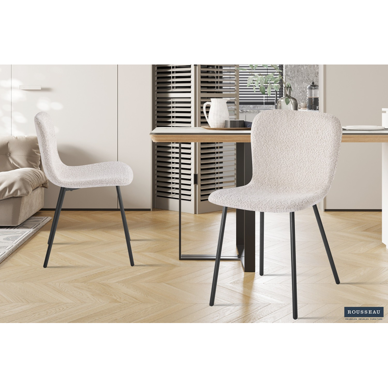 Chaise 'Susan' Bouclé Sable - Élégance et Confort