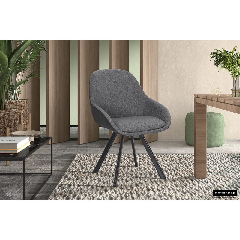 Chaise 'Jan' Tissu Gris - Confort et Élégance au Quotidien