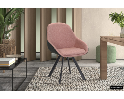 Chaise 'Jan' Tissu Rose Dos PU Gris foncé - Élégance et Confort