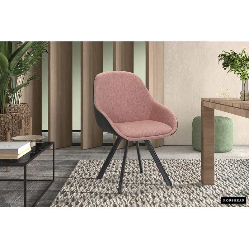 Chaise 'Jan' Tissu Rose Dos PU Gris foncé - Élégance et Confort