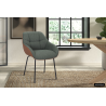 Chaise 'Sem' Tissu Vert et Dos PU Cognac - Mobilier Élégant