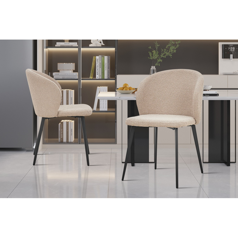Chaise 'Toledo' Bouclé Sable - Confort et Élégance | Meubles