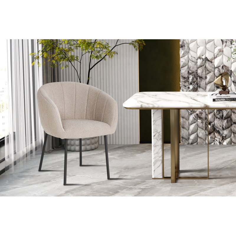 Chaise Sevilla Bouclé Sable - Élégance et Confort | Meubles