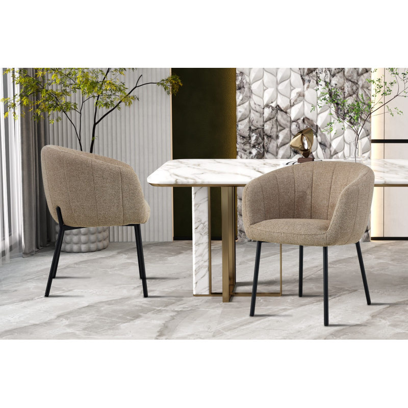 Chaise 'Sevilla' en tissu sable - Élégance et confort