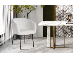 Chaise Sevilla Bouclé Blanc - Élégance et Confort