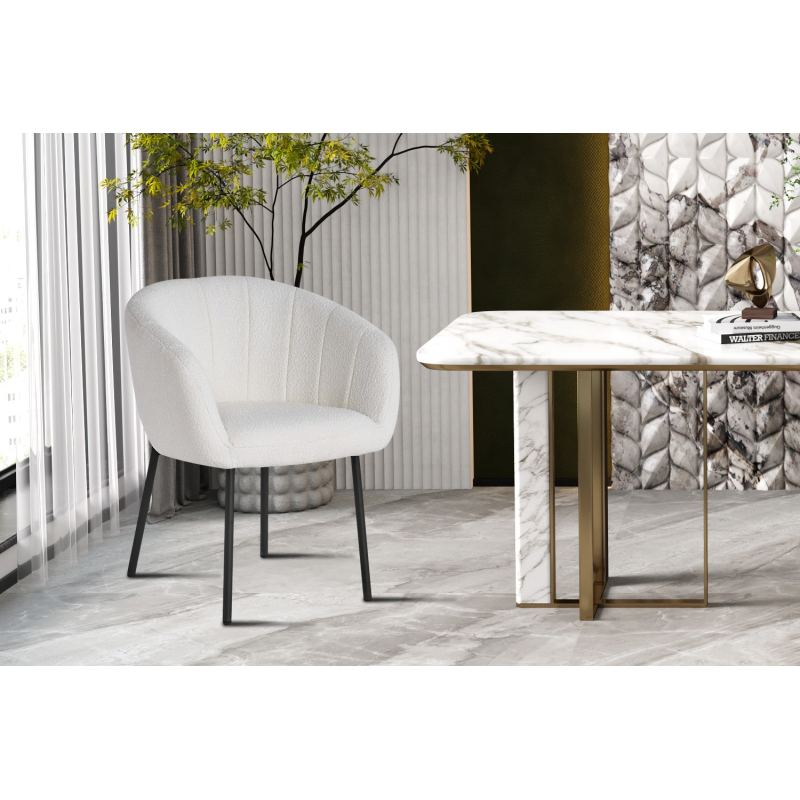 Chaise Sevilla Bouclé Blanc - Élégance et Confort