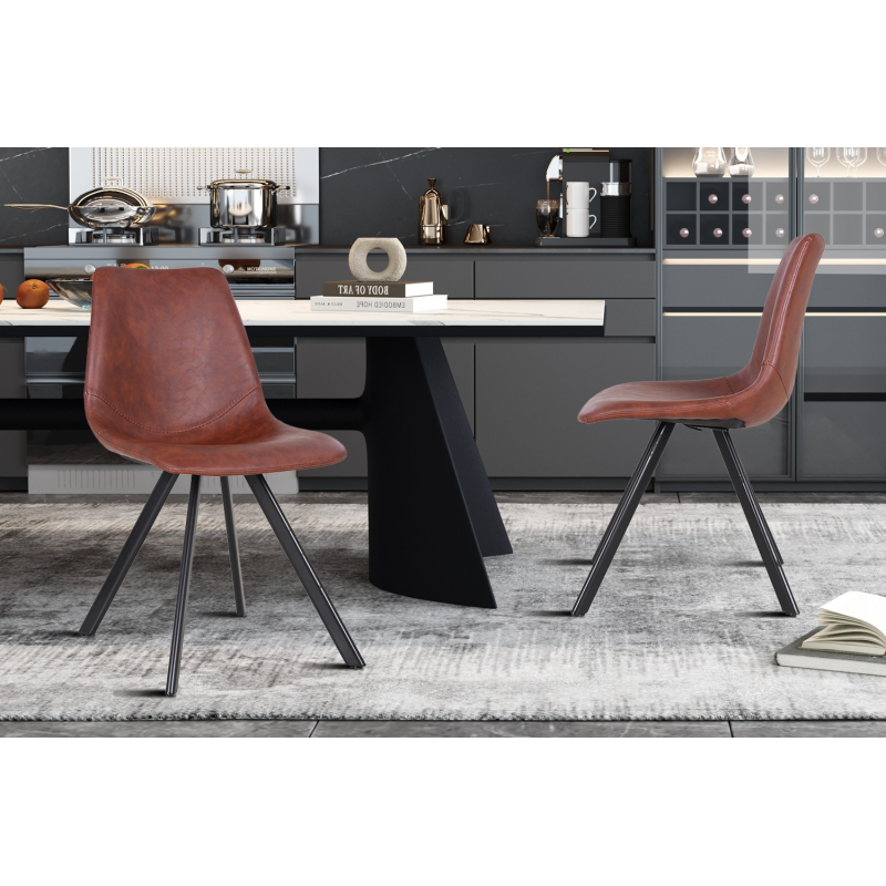 Chaise 'Emma' PU Brun foncé - Élégance et Confort