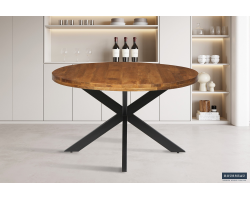 Table 'Maria' 130 cm Ronde Bois de Manguier - Élégance et Durabilité