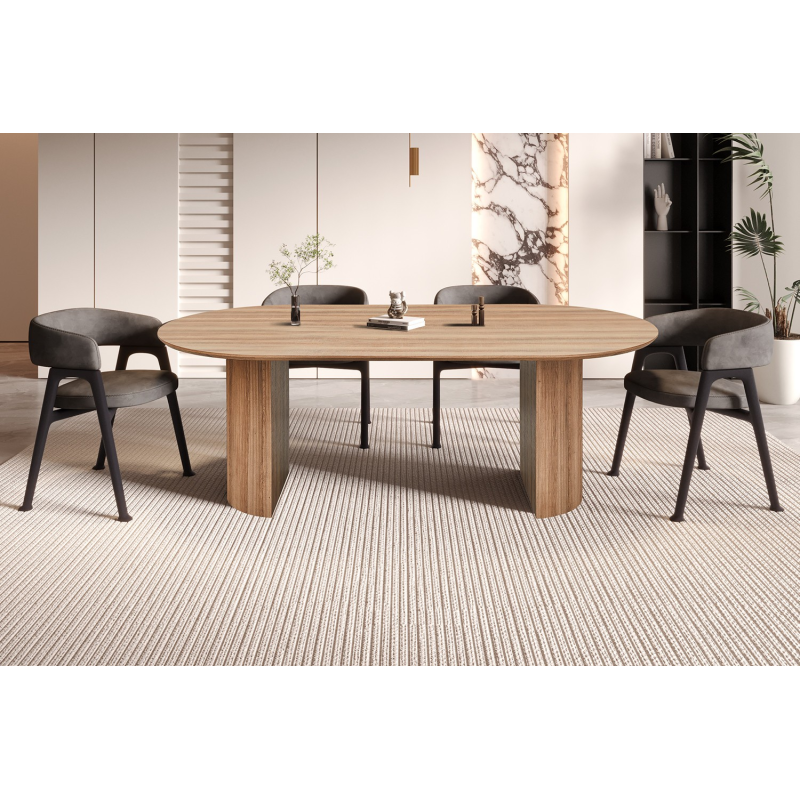 Table 'Lagos' 220 cm Ovale Décor Chêne Vieilli - Meubles