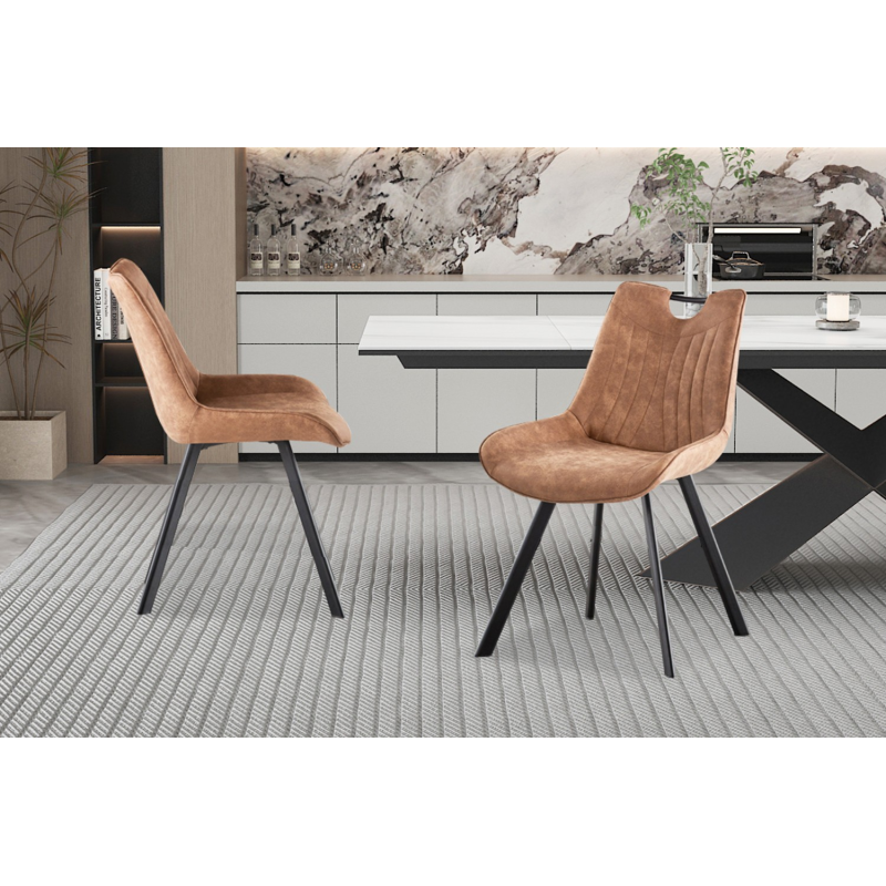 Chaise 'Pablo' PU Microfibre Brun Foncé - Élégance et Confort