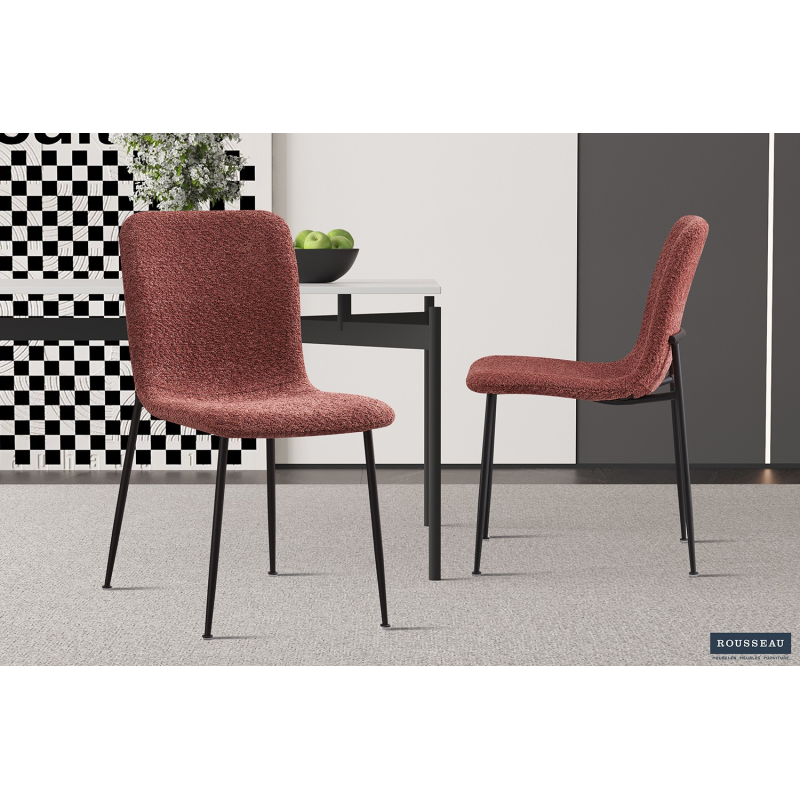 Chaise Alice bouclé rose - Élégance et confort