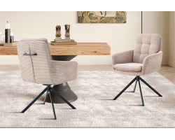 Chaise 'Luna' Pivotant en Corduroy Sable - Meubles Haut de Gamme