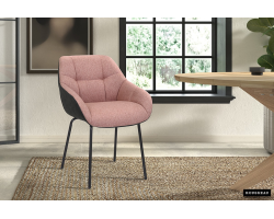 Chaise Sem Tissu Rose et Dos PU Gris Foncé - Meubles Design