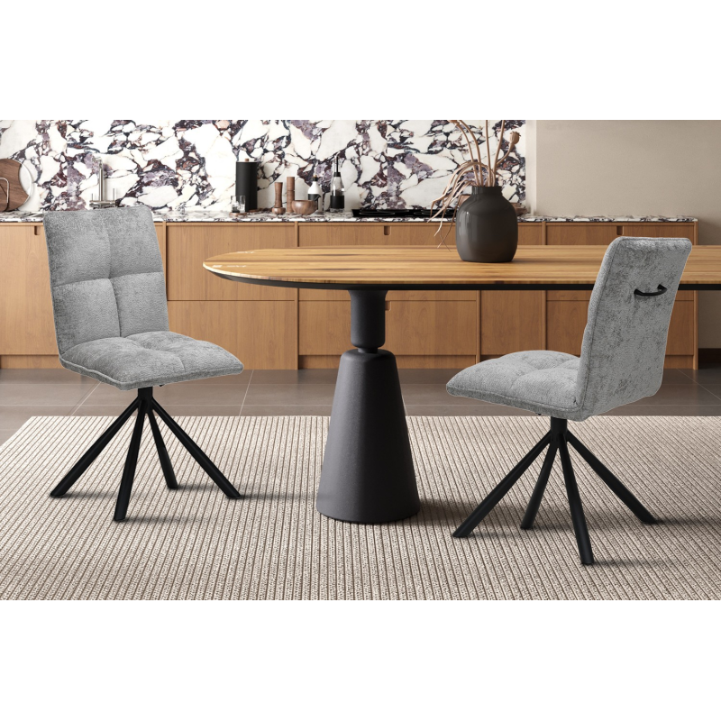 Chaise 'Jack' Pivotant à 0 en Tissu Gris Clair - Design Moderne