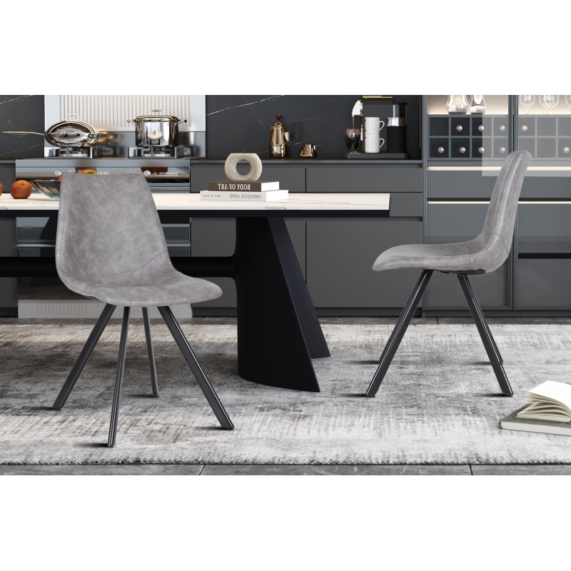 Chaise 'Emma' PU Gris Foncé - Élégance et Confort