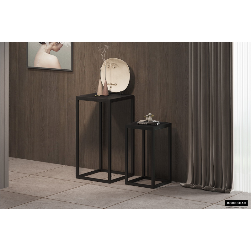 Table d'appoint 'Madeira' set de 2 en bois de manguier noir - Meubles élégants