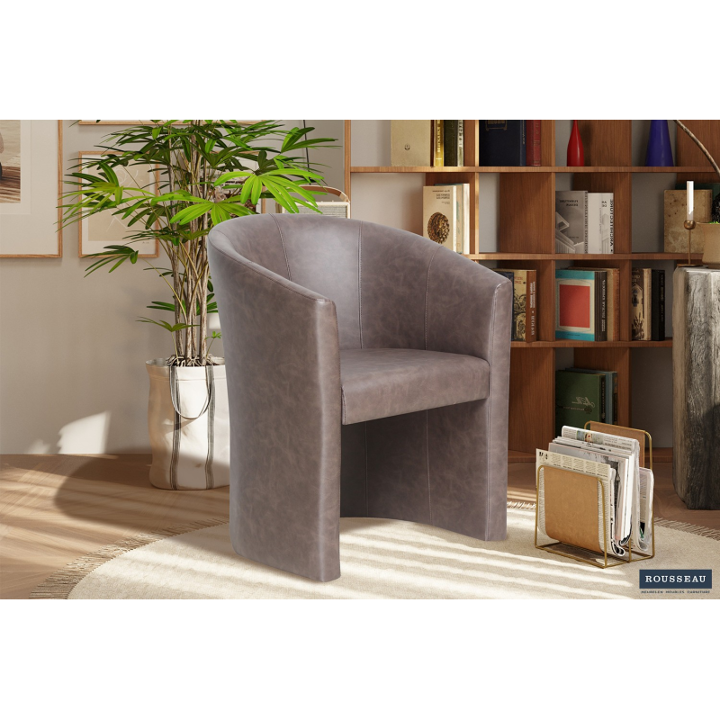 Fauteuil Charlie Vintage PU brun foncé - Élégance et confort | Homelands Nancy