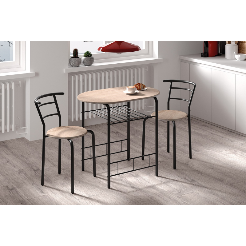Set de table 'Adam' Métal noir Décor sonoma - Élégance moderne | Meubles