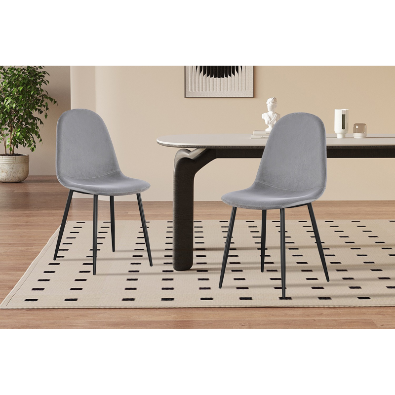 Chaise 'Boy' Velours Gris - Élégance et Confort pour Votre Intérieur