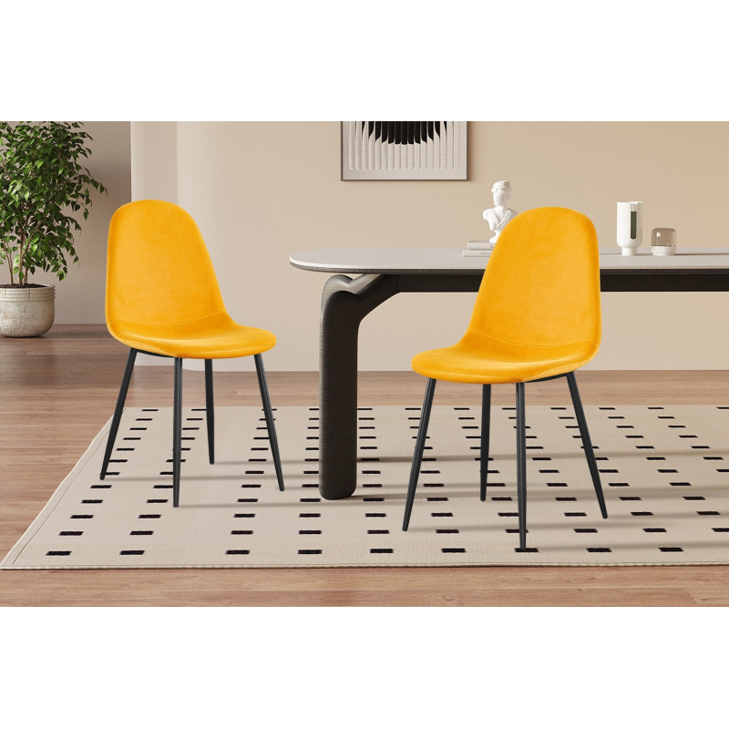 Chaise 'Boy' Velours Jaune - Élégante et Confortable