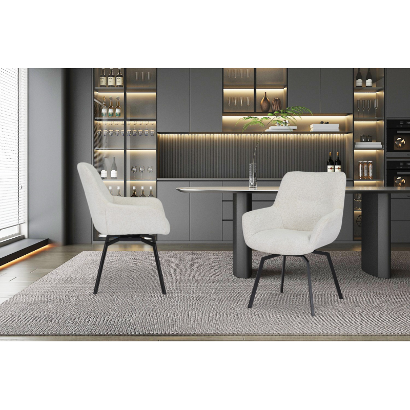 Chaise 'Modest' pivotante en tissu Fabb Raven 22 écru - Confort et design