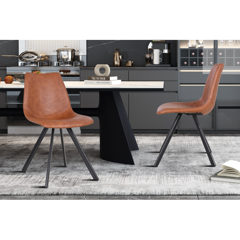 Chaise 'Emma' PU Cognac - Élégance et Confort