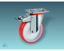 Roulette pivotante 80 mm - 130 Kg - Polyuréthane Rouge