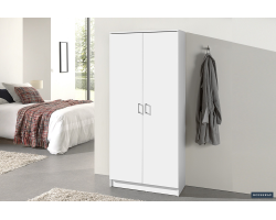 Armoire de rangement Ray 2 portes 4 étagères - Blanc