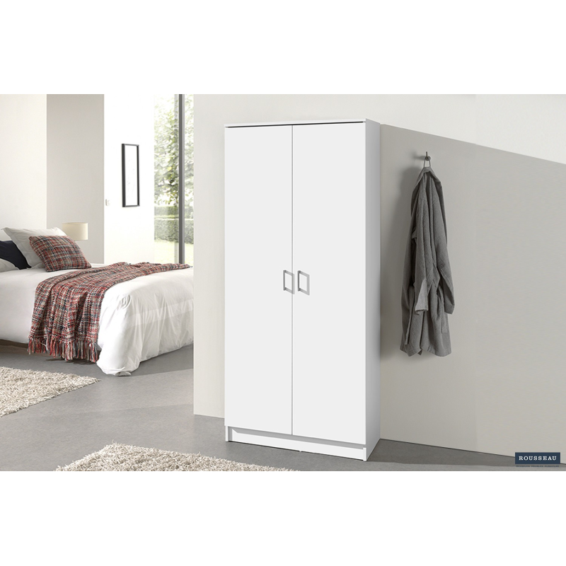 Armoire de rangement Ray 2 portes 4 étagères - Blanc