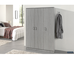 Armoire de rangement 'Ray' 3 portes et 4 étagères en chêne gris - Meubles