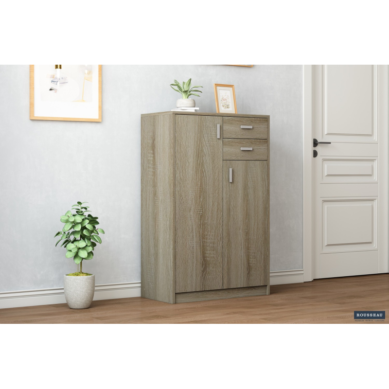 Commode 'Space' 2 portes 2 tiroirs Sonoma - Meubles modernes