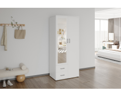 Armoire 'Marc' 2 portes avec miroir Blanc - Meubles modernes