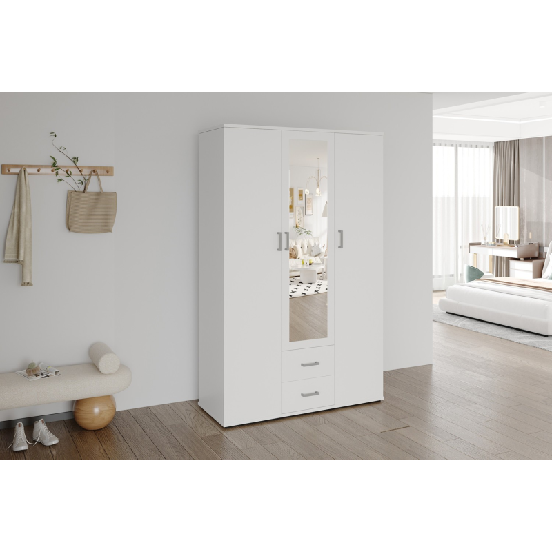 Armoire Marc 3 portes avec miroir blanc | Meubles élégants et pratiques